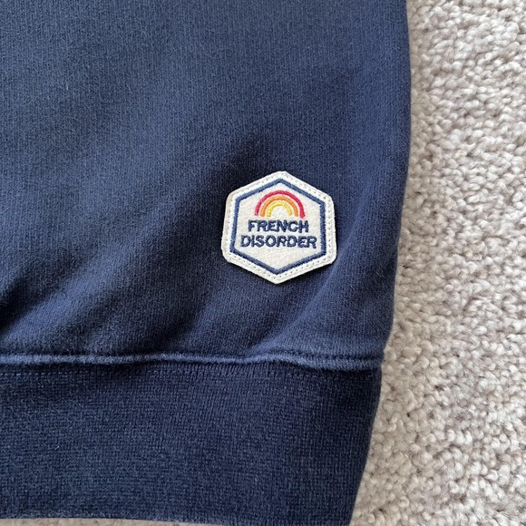 French Disorder Sweatshirt Mens Medium Navy Frenchy Rainbow Graphic Pullover - Picture 4 of 15